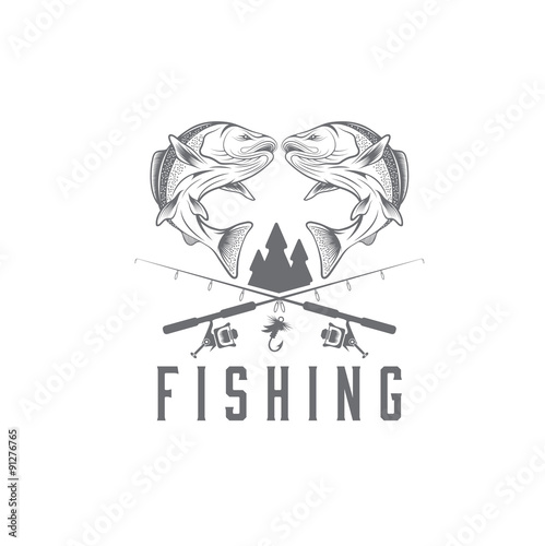 vintage fishing vector design template