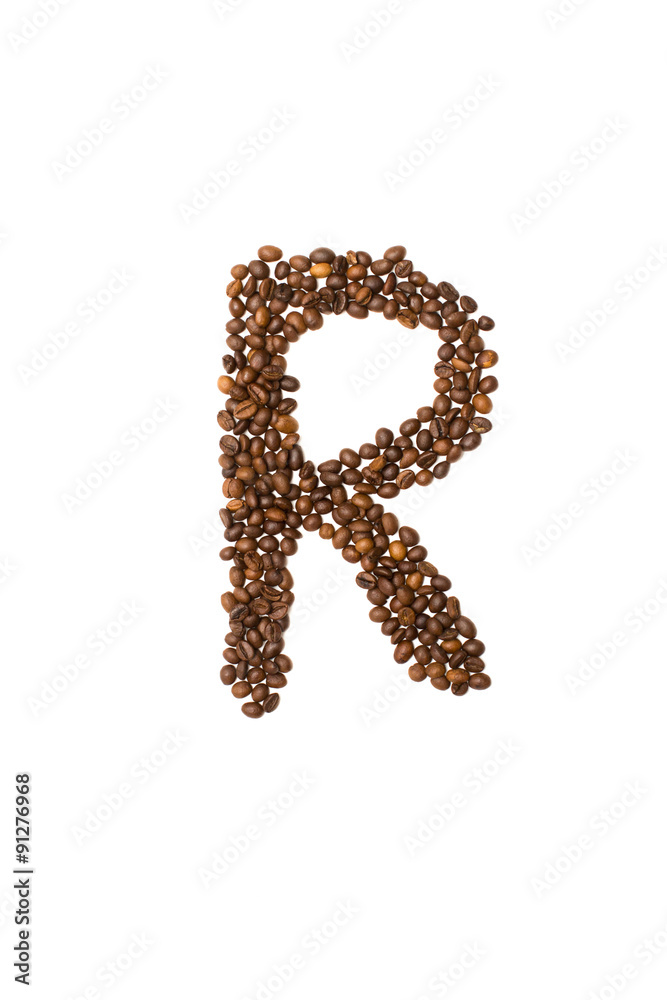letter R of coffee beans letter R of coffee beans
