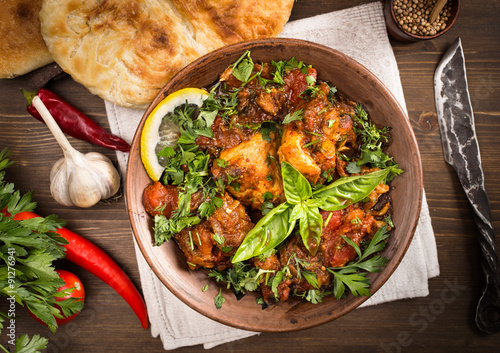 Chakhokhbili Chicken stewed with tomatoes and herbs above