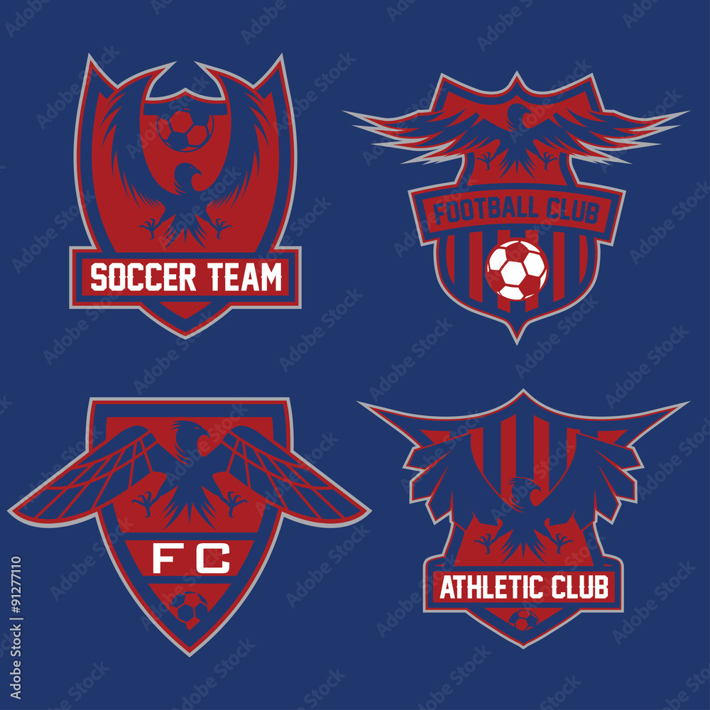 Football Team Crests Set With Eagles Vector Design Template Stock football-team-crests-set-with-eagles-vector-design-template-stock