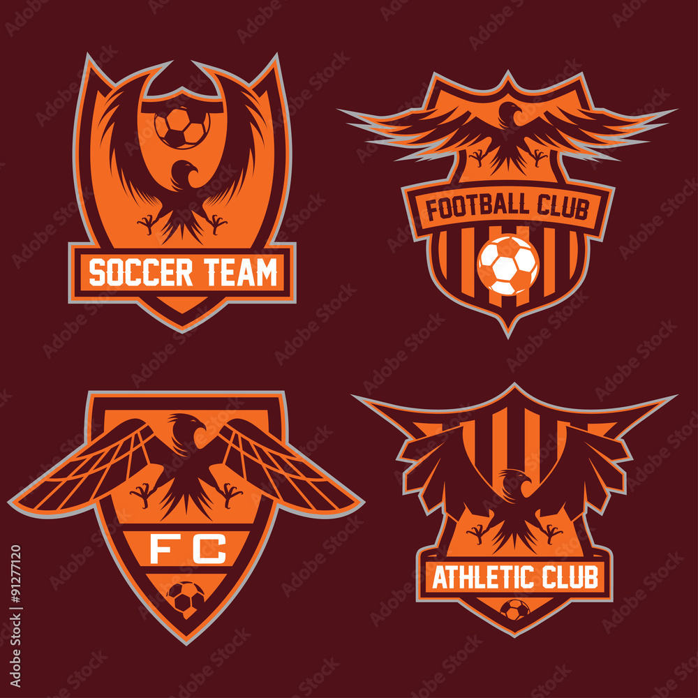 Obraz premium football team crests set with eagles vector design template
