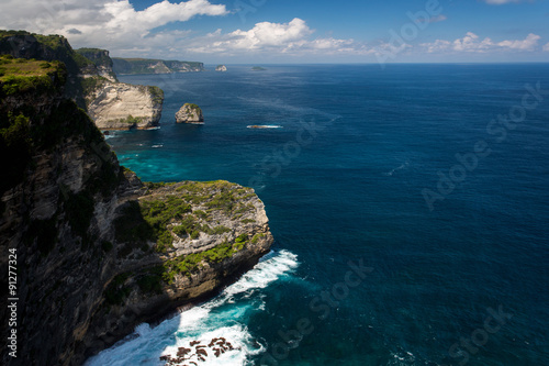 panoramic view of nice colorful huge cliff and sea on the back