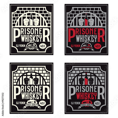 prisoner whiskey vintage labels set vector design template