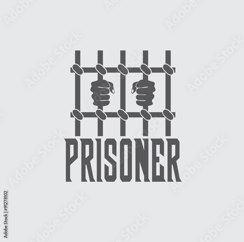 prisoner hands behind bars vector design template