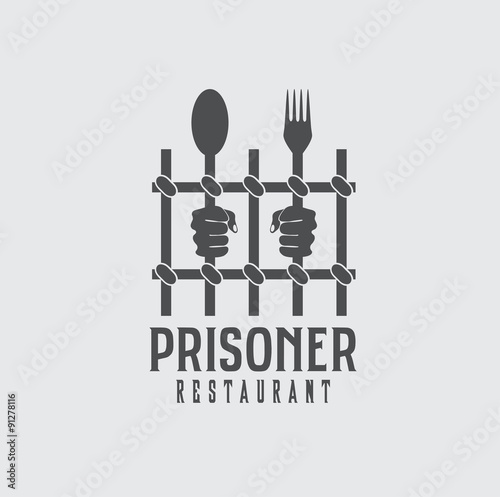 prisoner restaurant concept vector design template