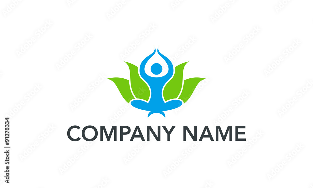Fototapeta premium people yoga logo design template