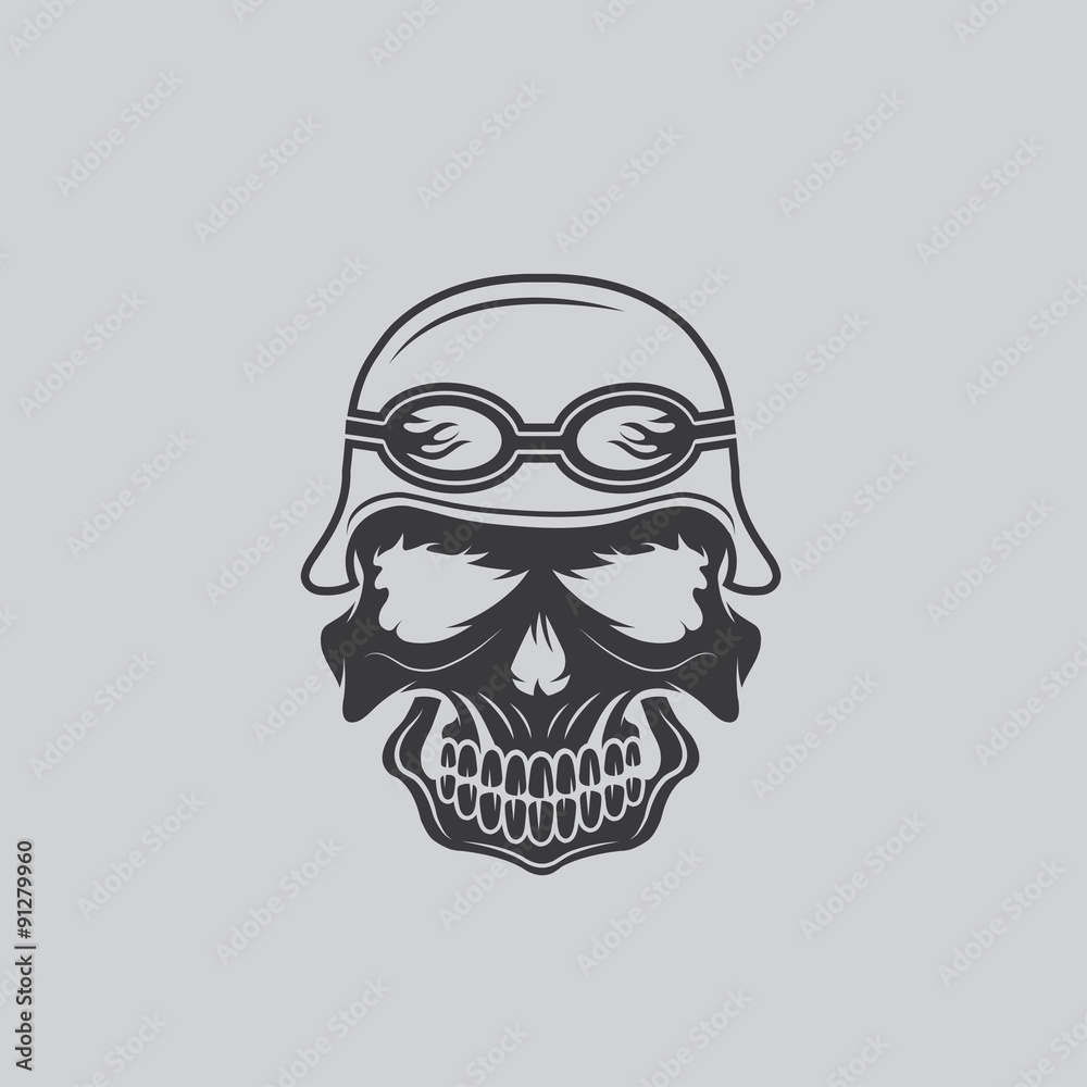 skull in helmet, biker theme vector design template skull in helmet, biker theme vector design template