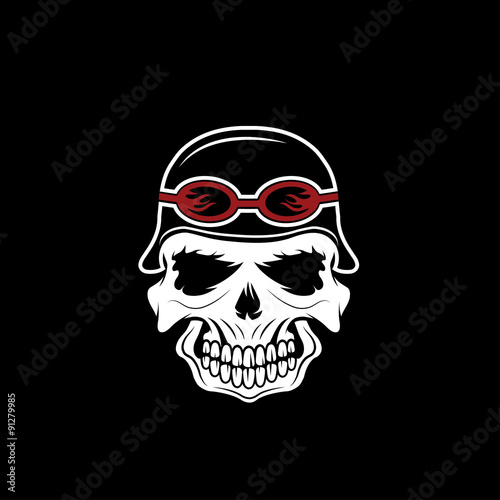 skull in helmet, biker theme vector design template