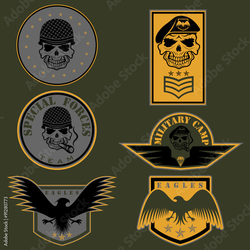 Special unit military emblem set vector design template