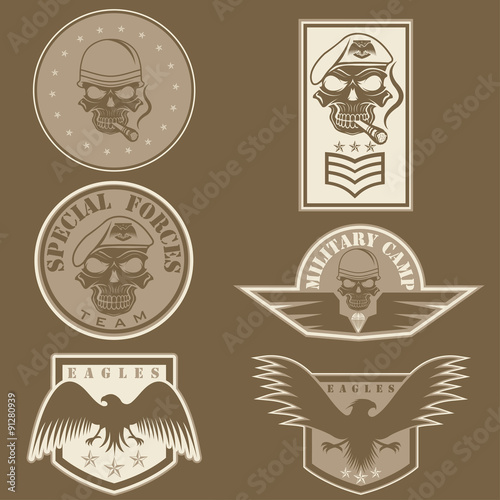 Special unit military emblem set vector design template