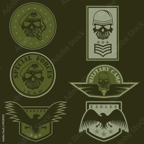 Special unit military emblem set vector design template