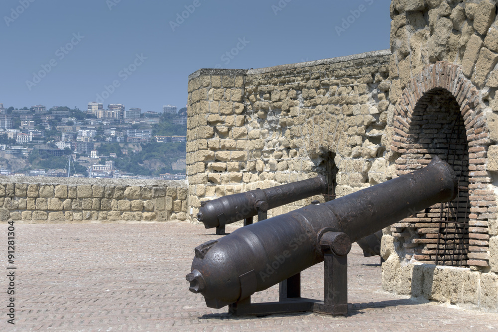 Cannons of the Castel dell'Ovo in Naples, Italy
