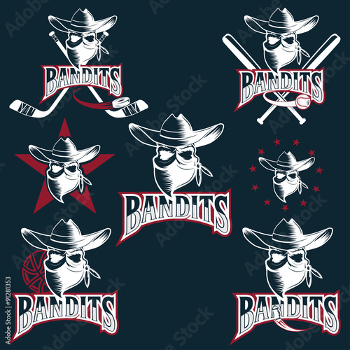 set of skull bandit sports labels