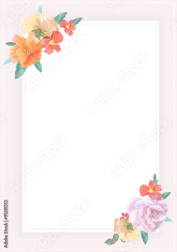 Watercolor greeting card with roses, for invitation or wedding