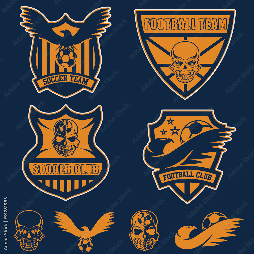 Fototapeta premium football team crests set with eagles and skulls