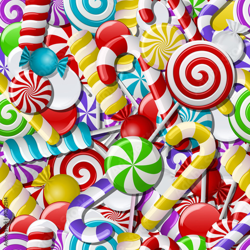 Seamless background with colorful candies. 