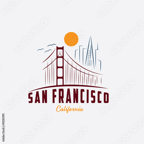 skyline of San Francisco vector design template