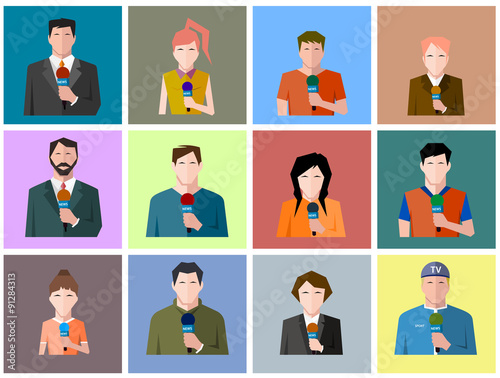 reporter's icons, flat style
