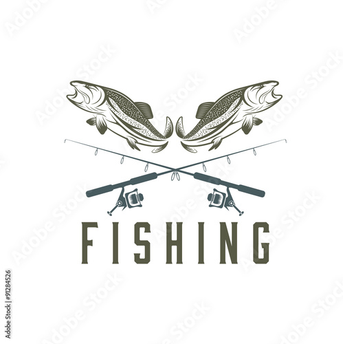 vintage fishing vector design template