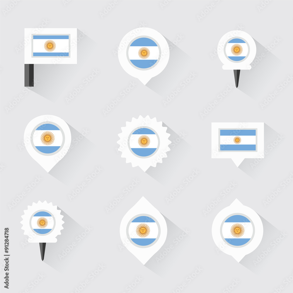 argentina flag and pins for infographic, and map design argentina flag and pins for infographic, and map design