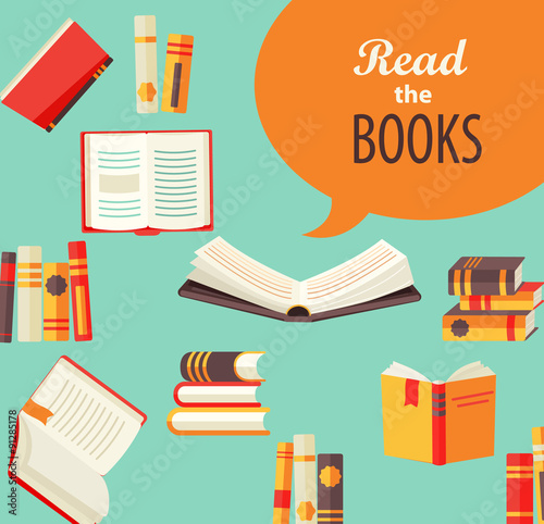 Set of books - design for book publishing, the concept of learning in school or University. Flat style, vector illustration.