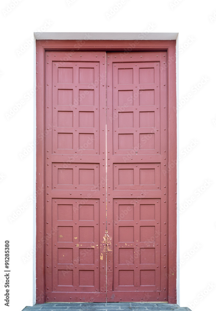 Big Red ancient door made from wood.