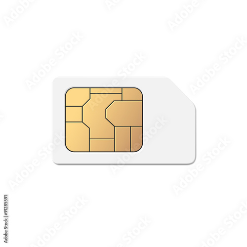  Mobile Cellular Phone Sim Card Chip Isolated on Background photo