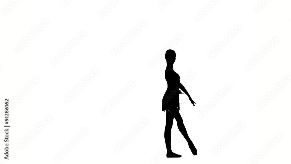 ballerina girl dancer on dance Hall near barre. silhouette. slow ballerina girl dancer on dance Hall near barre. silhouette. slow