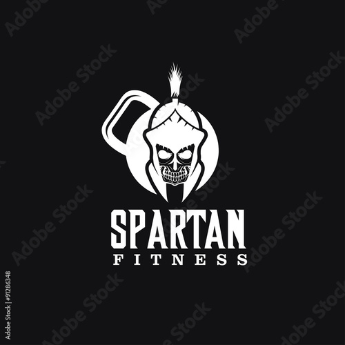 skull spartan warrior fitness vector design template