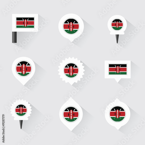 Kenya flag and pins for infographic, and map design Free Download Kenya flag and pins for infographic, and map design - GFXLoad