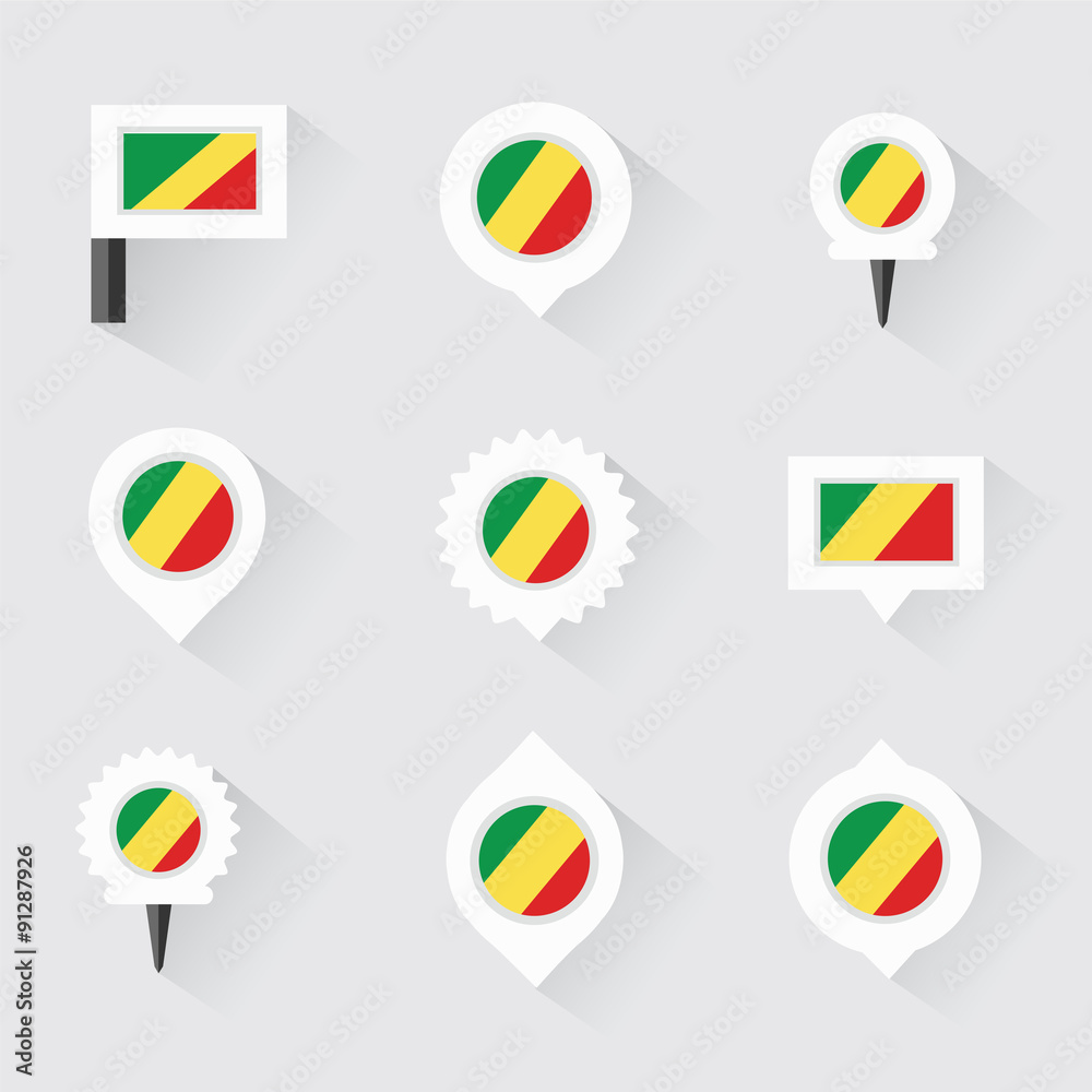 republic of the congo flag and pins for infographic, and map des republic of the congo flag and pins for infographic, and map des