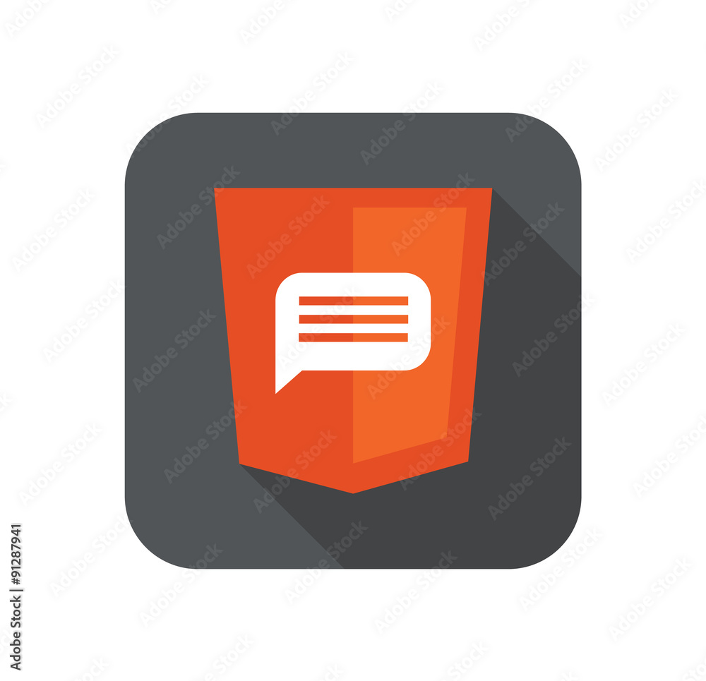 Vector illustration of orange shield with html five message sign Vector illustration of orange shield with html five message sign