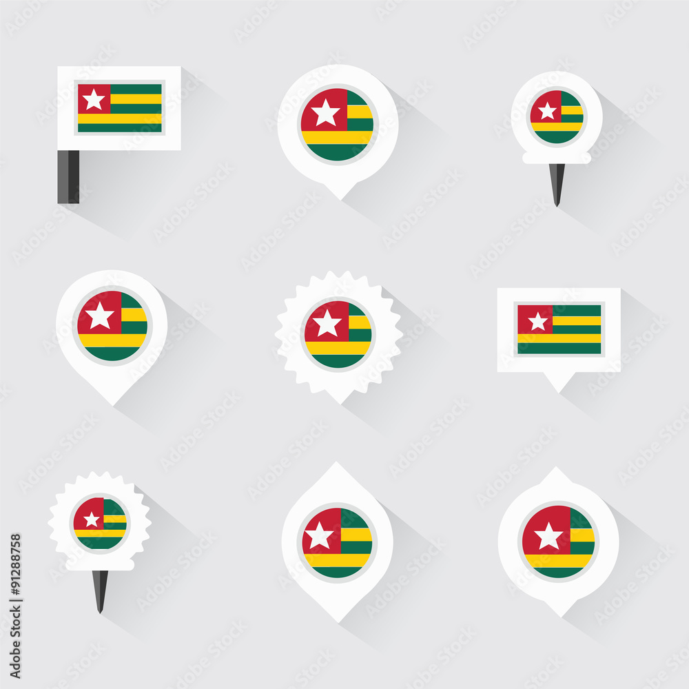 togo flag and pins for infographic, and map design togo flag and pins for infographic, and map design