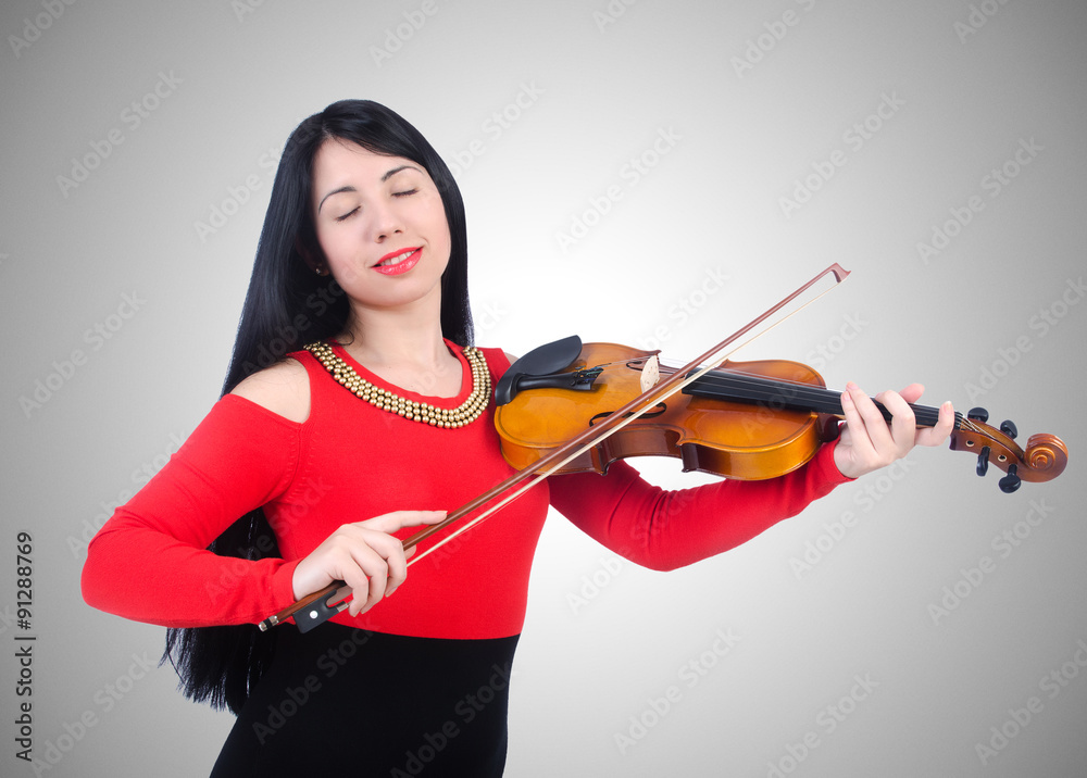 Young girl with violin on white Young girl with violin on white