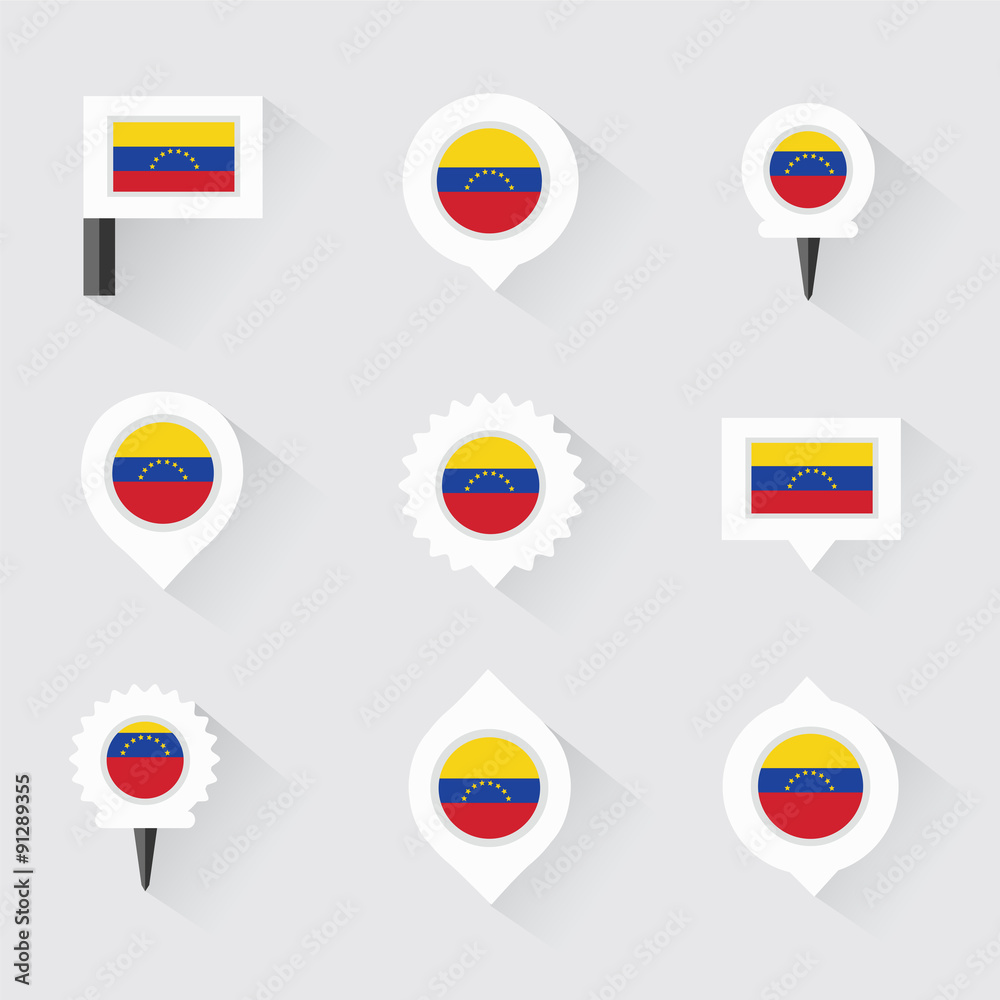 venezuela flag and pins for infographic, and map design venezuela flag and pins for infographic, and map design