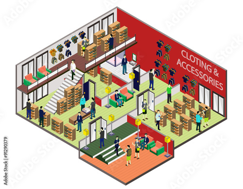 illustration of info graphic interior room concept in isometric graphic