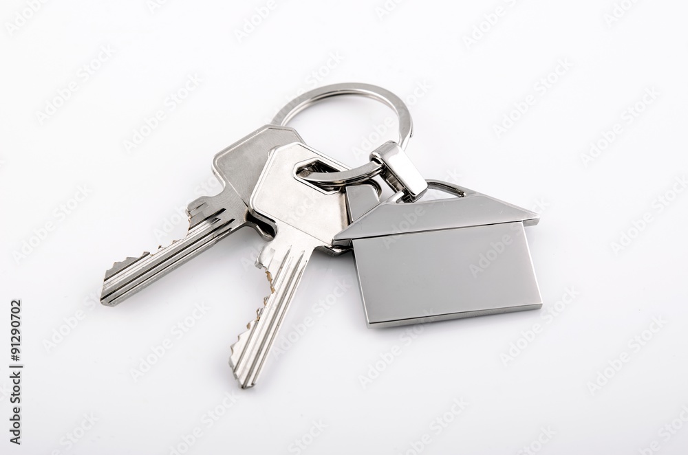 Keys and house chrome pendant with home shape Keys and house chrome pendant with home shape