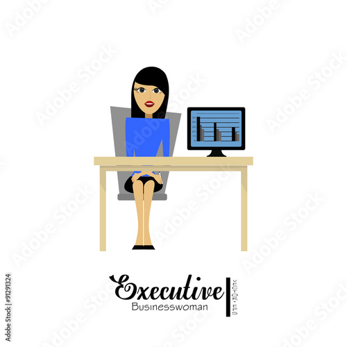 Businesswoman illustration over color background