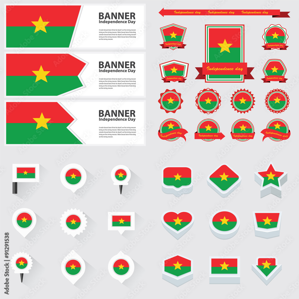 burkina faso independence day, infographic, and label Set.