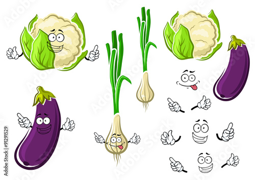 Cauliflower, onion and eggplant vegetables