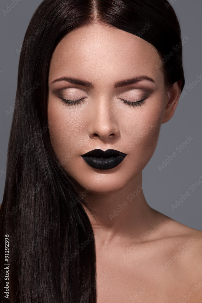 Beautiful woman with black lips Beautiful woman with black lips