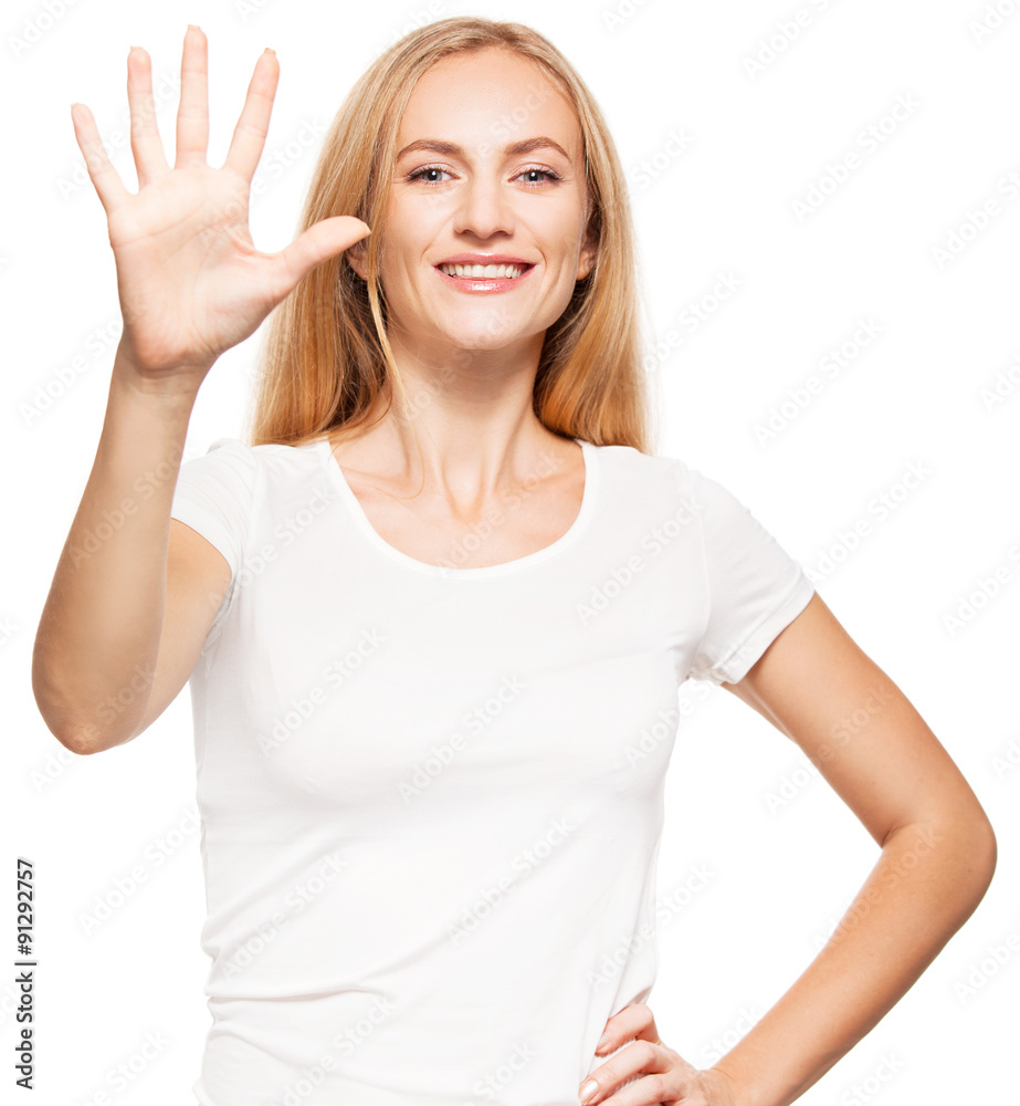 Woman at white background Woman at white background