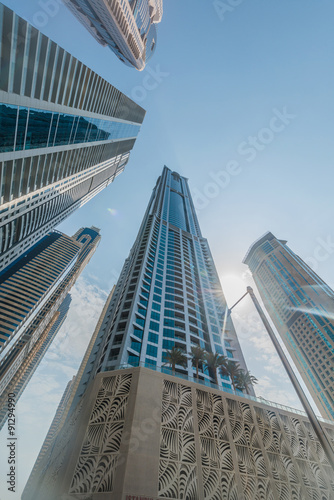 Tall Dubai Marina skyscrapers in UAE