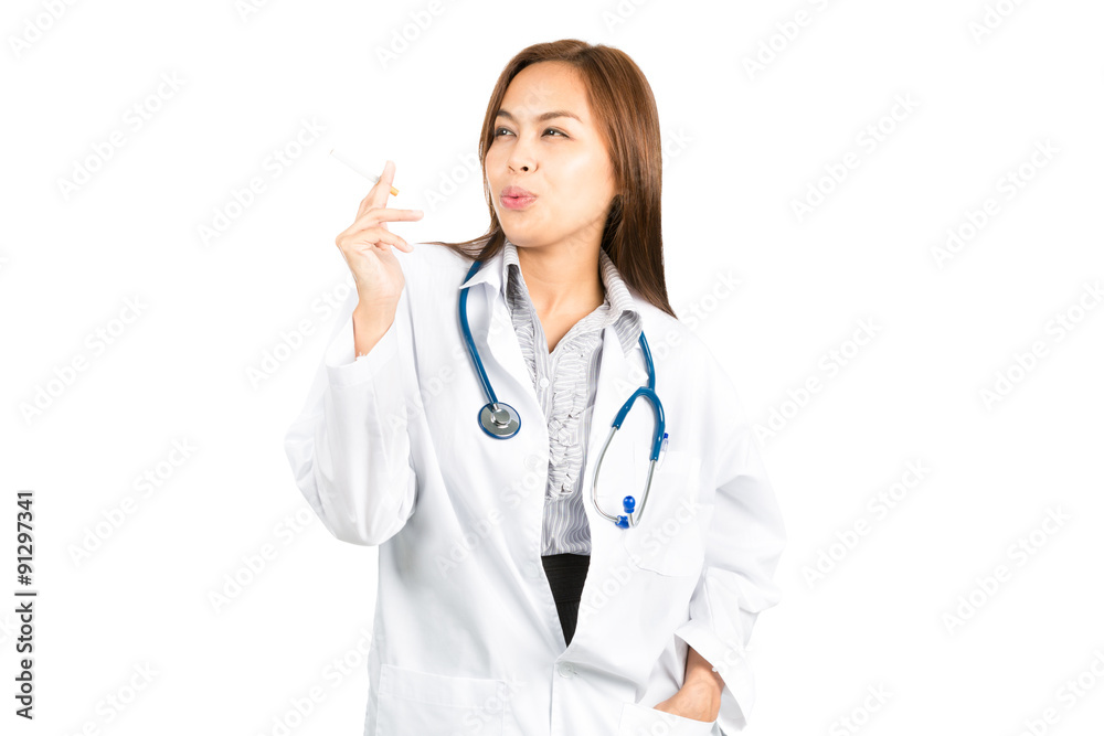 Asian Female Doctor Stress Reducing Smoking H Asian Female Doctor Stress Reducing Smoking H