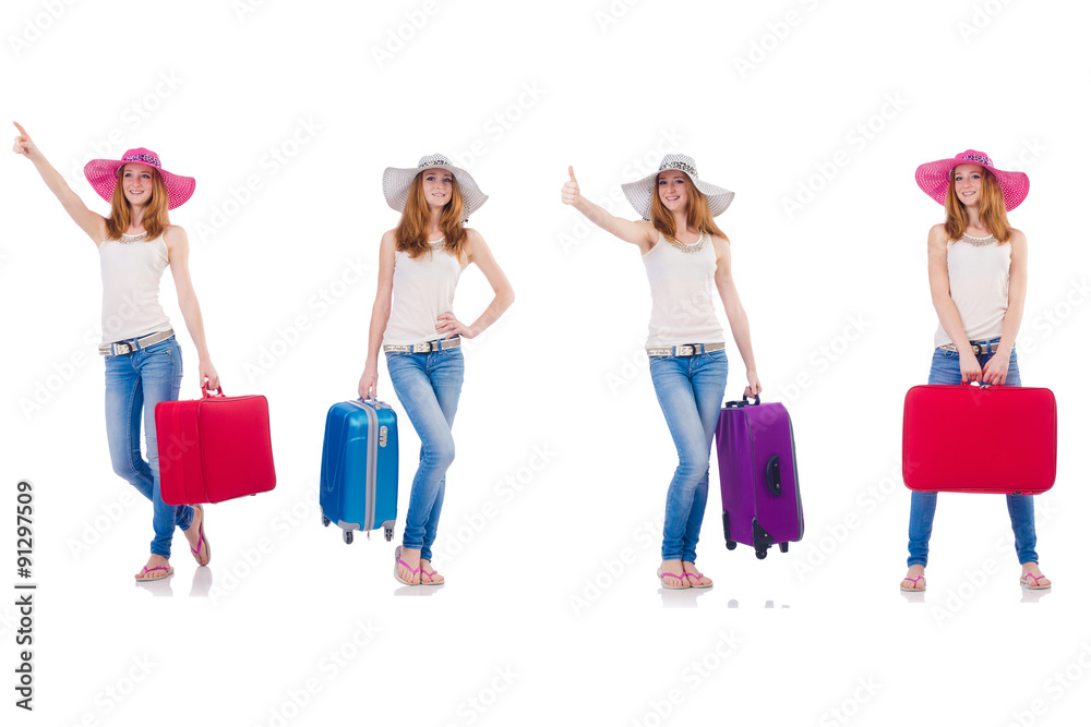 Set of photos with woman travelling Set of photos with woman travelling