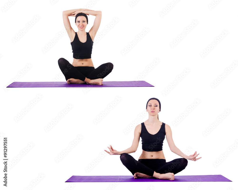 Set of yoga exercises on white