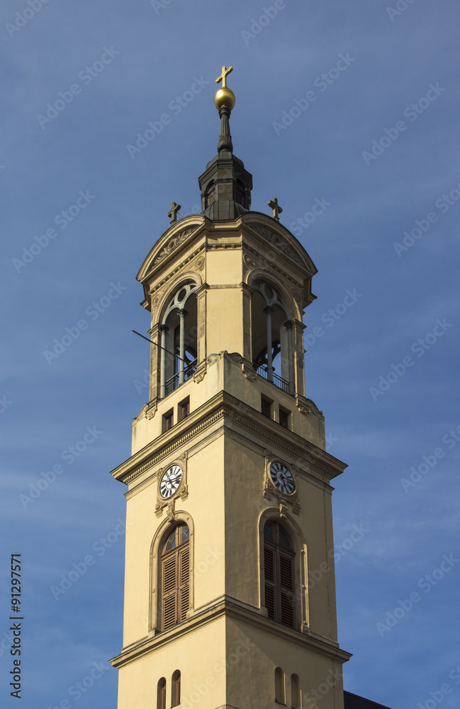 Bell tower of the Church of Our Lady (Marienkirche) in Werdau, G