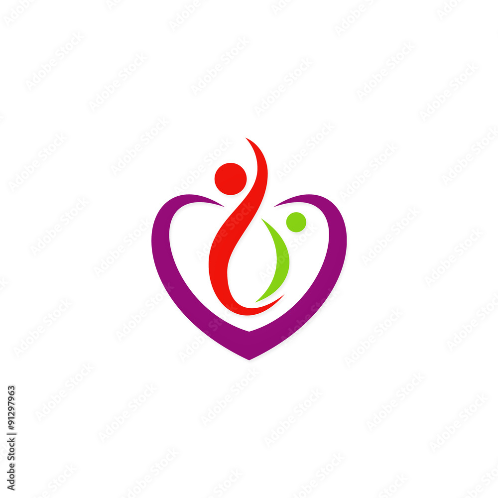 happy couple love heart abstract logo happy couple love heart abstract logo