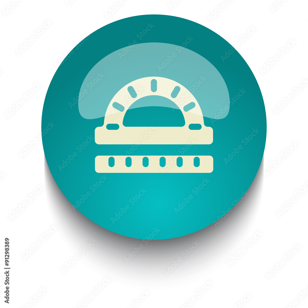 Fototapeta premium Protractor Ruler vector icon on blue green glossy glass button o