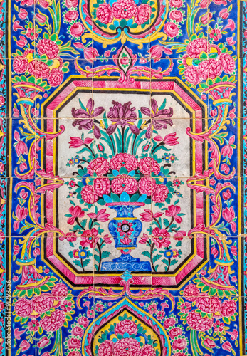 Nasir Al-Mulk Mosque painted tiles photo